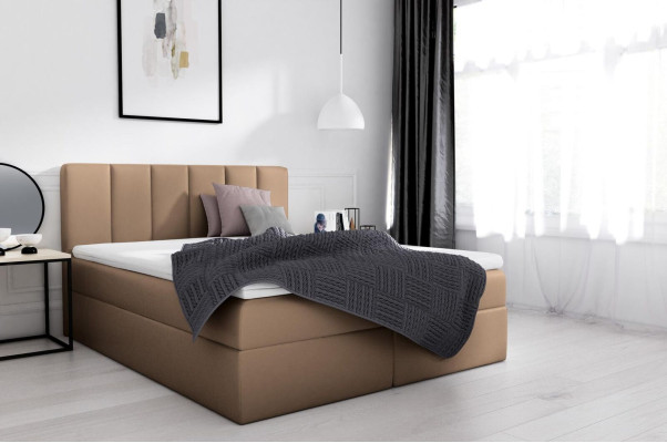 Box spring bed Double bed Bed with bed base Marriage bed Beds Upholstered bed White new