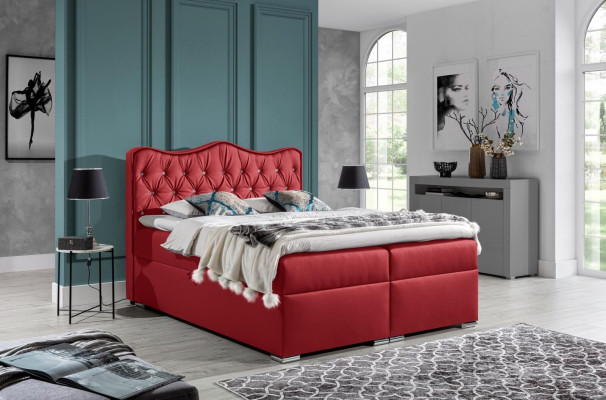 Double bed Bed Box spring bed with bed base Marriage bed Beds Upholstered bed Red new