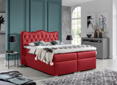 Double bed Bed Box spring bed with bed base Marriage bed Beds Upholstered bed Red new