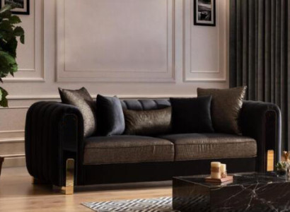 Medusa Three Seater Sofa 3 Seater Couches Sofas Luxury Upholstery Couch Black Fabric