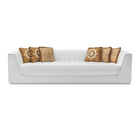 White Luxury Couch Medusa with Golden Heads Sofa Three Seater Couches Leather