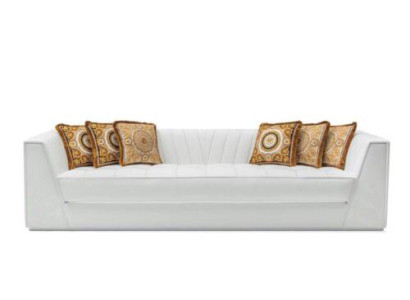 White Luxury Couch Medusa with Golden Heads Sofa Three Seater Couches Leather