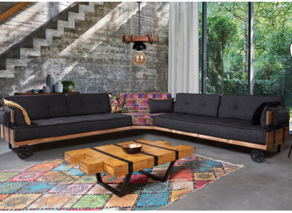 Couch Loft Upholstery Corner sofa Furniture on wheels Corner sofas Corner suite Sofa 2-piece.