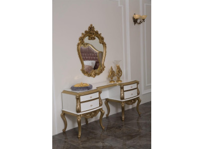 Royal Dressing Table with Baroque Mirror Console Sideboard Wood 2pcs
