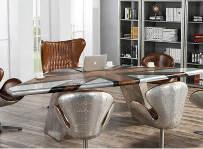 Wing Desk Spitfire Table Aluminum Airplane Luxury Office Furnishings