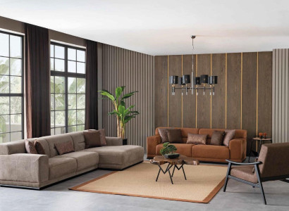 Villa Furniture Living landscape Corner sofa Three-seater sofa L-shape Armchair 3-piece. Set sofa