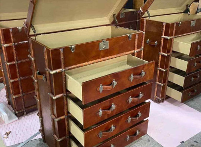 Chest of drawers Design Furniture Loft Vintage Retro Wardrobe suitcase Leather luxury