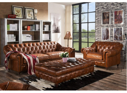 Design Chesterfield Three Seater 3 Seater Leather Couch Upholstery Sofas Sofa Seat new