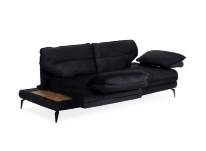 Multifunction Couch Velvet Black Three Seater Couches Design Furniture Fabric