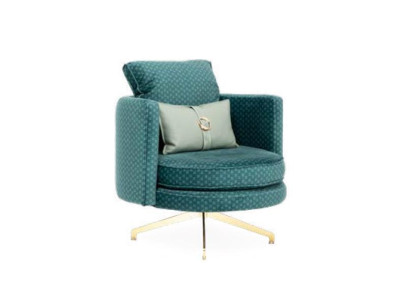 Round Armchair Swivel Green Chair Swivel Chairs Living room Upholstery Set of 1