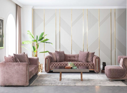 Luxury Sofa set Brown Couch Textile Sofa Couches Upholstery Group 3+3+1