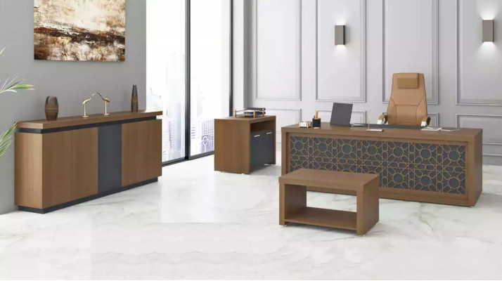 Wooden furniture office set desk coffee table study room furniture 4 pieces