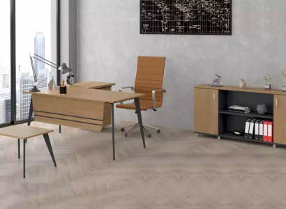 Office Set Suite Corner desk Wardrobe Study room Complete 3-piece.