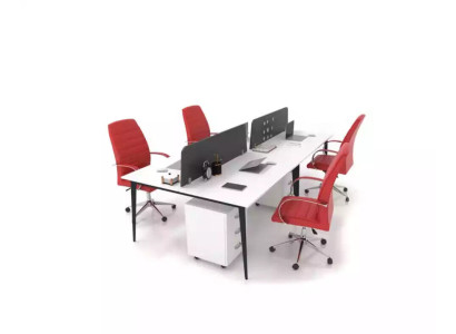 Large White Work Table Desk Ensemble Office Furnishings Modern