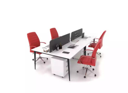 Large White Work Table Desk Ensemble Office Furnishings Modern
