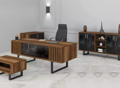 Desk Office Set Furnishings with Marble Table Office Wardrobe 4pcs.