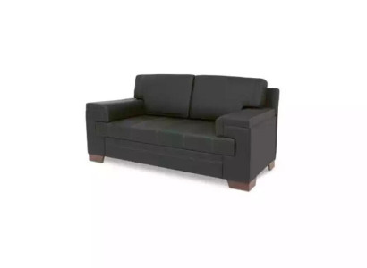 Sofa Two-seater Black Textile Furniture Office Seater Upholstered Sofas Office