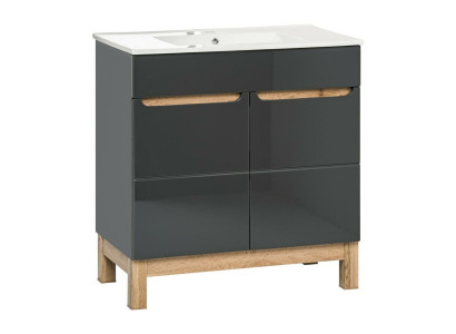 Gray washbasin with base cabinet High-quality washbasin