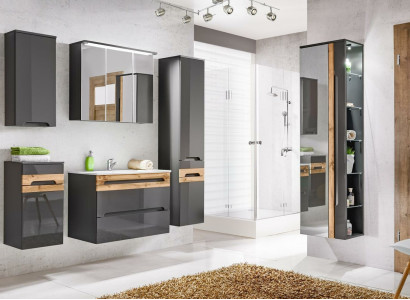 Design Bathroom Furniture Bathroom 5 pcs. Set Suite Wardrobe Washbasin Lighting