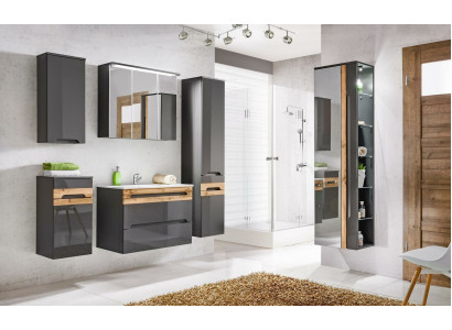 Design Bathroom Furniture Bathroom 6 pcs. Set Suite Wardrobe Washbasin Lighting