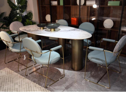Oval Table Dining room Tables Dining tables 180x85 Marble look