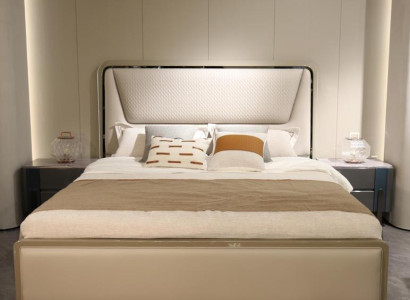 Bedroom Bed Beds Designer Double bed Natural Wood Bed Bed frame Beige