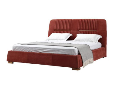 Design Red Double bed Bed frame e Beds Wooden bed en Textile Bedroom Bed
