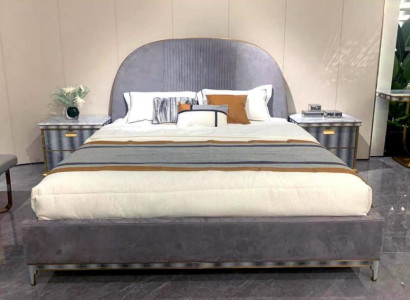 Gray Bedroom Suite Bed frame 2x Bedside tables Double bed 3pcs