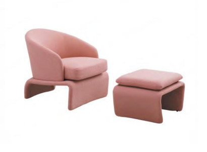 Set Armchair and Stool Club Lounge pink Fabric in modern style Living room