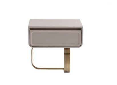 Beige Bedside table Bedroom Side table stainless steel wooden table Modern