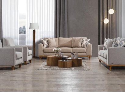 Living room set 4 pieces 2x sofa three-seater design 2x armchair modern new furniture