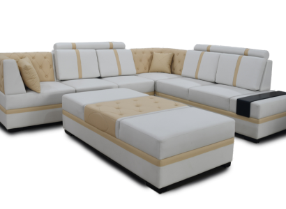 Designer Sofa Luxury Corner sofa with Stool Upholstery Suite Living room L-shape