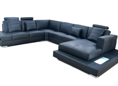 Luxury Corner sofa U-shape Black Living landscape Couch Upholstery Corner suite