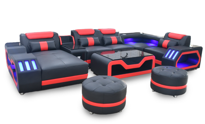 Designer living room set consists of 4 pieces. modern set black color illuminated
