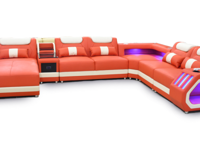 Corner sofa U-shape Orange Living landscape Couch Upholstery Corner suite Sofa Modern