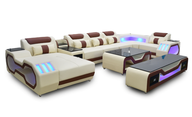 Corner sofa U-shape beige Living landscape Couch Upholstery Corner suite Sofa Modern Sofas