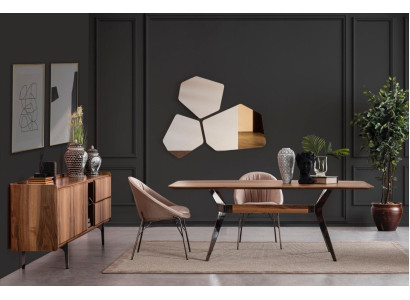 Modern Dining room Luxury Suite Dining table 2x Chairs Sideboard Chest of drawers