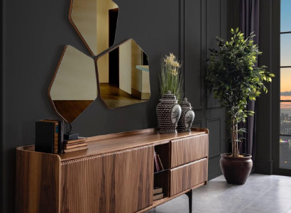 Brown Luxury Sideboard Modern Chest of drawers Stainless Steel Feet Living room Furniture