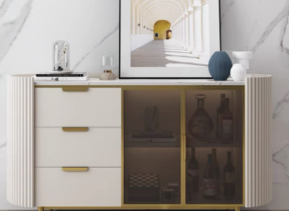 Designer Chest of drawers Sideboard Wardrobe Living room Shelf stainless steel Luxury Board