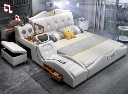 Multifunction s Bed Luxury Design Beds Double Shelf 180x200cm new