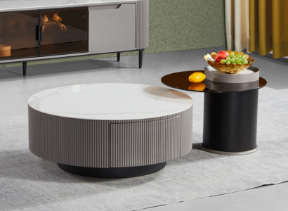 Round Set 2x Coffee tables Coffee table Side table Design Living room