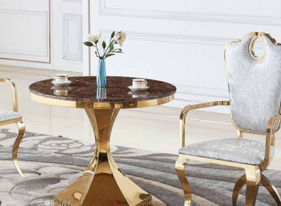 Dining table Furniture Luxury Wood Modern stainless steel Living room Design new Gold