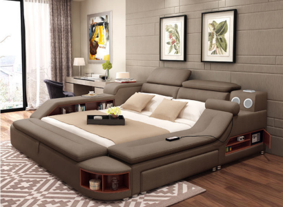 Luxury Bed 180x200 Multifunction Bedroom Lounger Shelves new