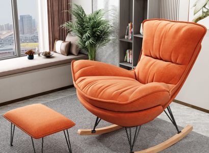 Armchair Design Relax Orange Textile Living room Upholstery Luxury Single Seater