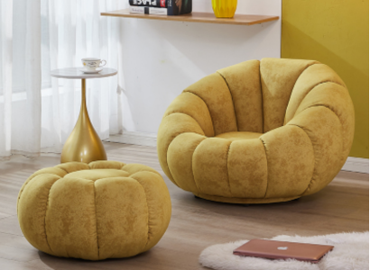 Armchair Seat Modern Design Living room Yellow Luxury Upholstery Fabric new