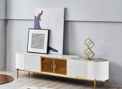 Luxury TV cabinet lowboard tv stand sideboard living room wood white modern