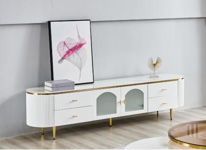 Oval TV stand TV-cabinet Lowboard tv Sideboard Living room Wood Furniture