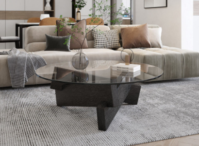 Coffee table Design Furniture Luxury new Black Modern Living room Wood Glass
