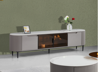 TV cabinet lowboard tv stand sideboard wood gray luxury living room design