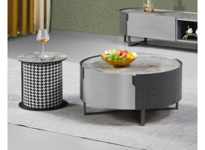 Coffee table round set 2 pcs. Side table Living room Tables Design new
